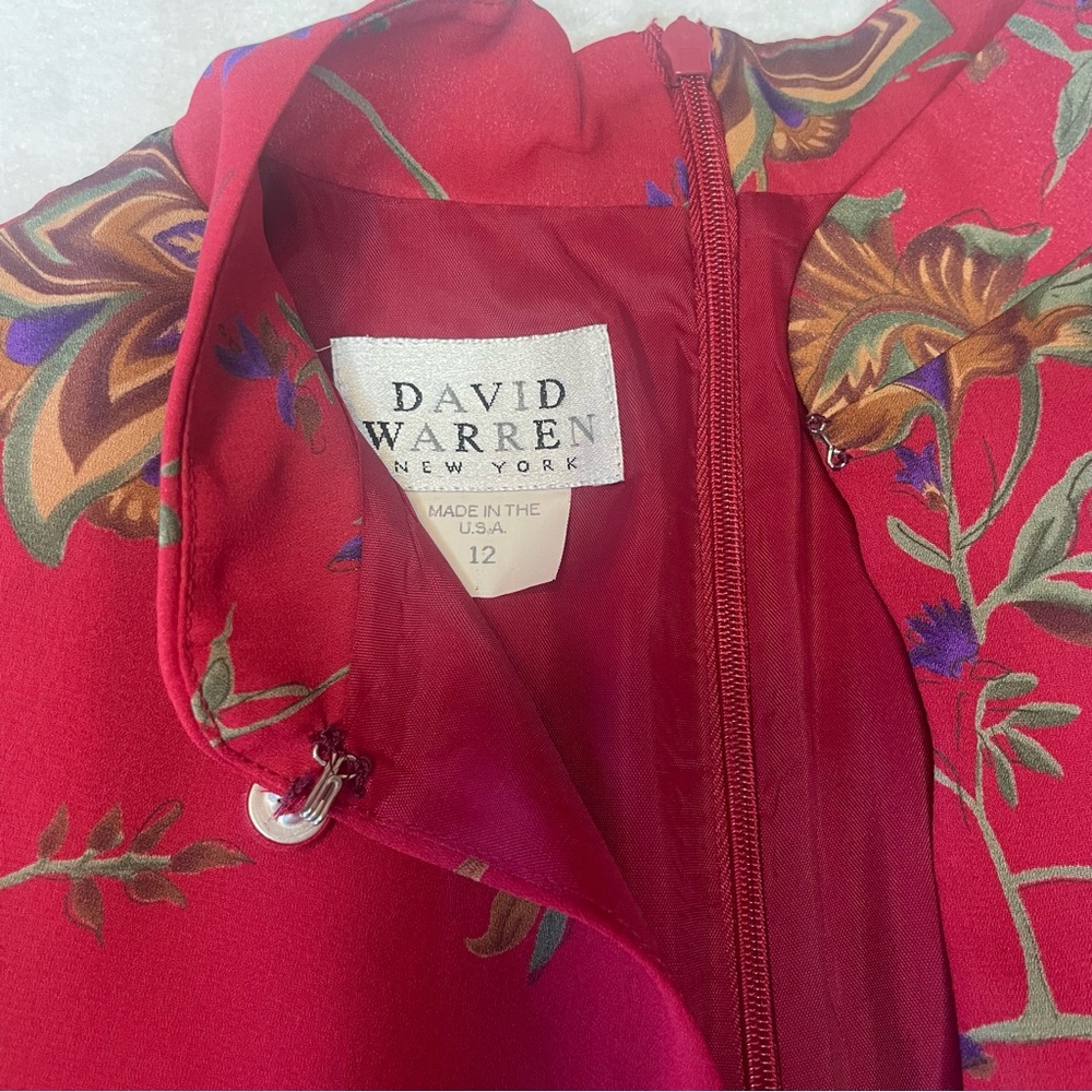 David Warren Vintage 80’s Asian Inspired Red Dress Women’s Size 12 - Picture 6 of 16